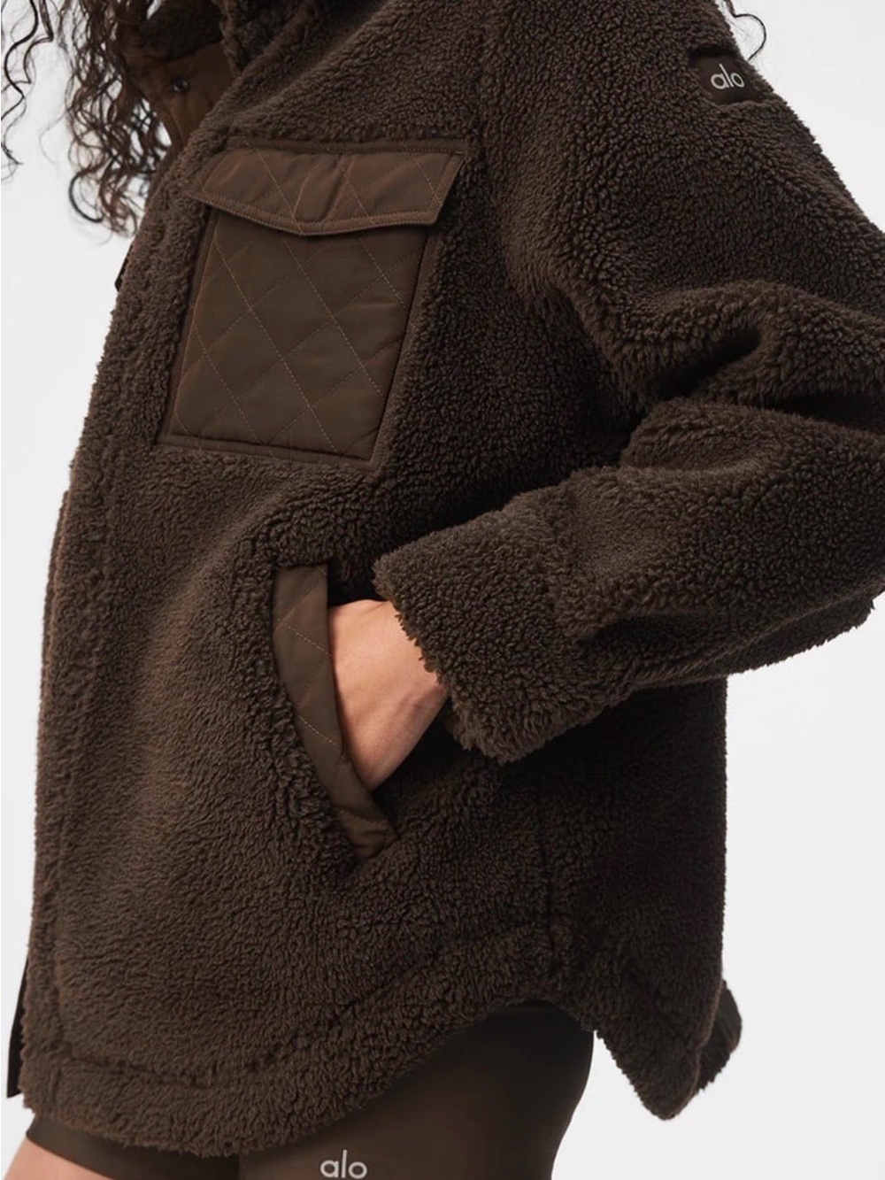 Alo Yoga Espresso Sherpa Edge Shacket Oversize  Size XS - Picture 5 of 8